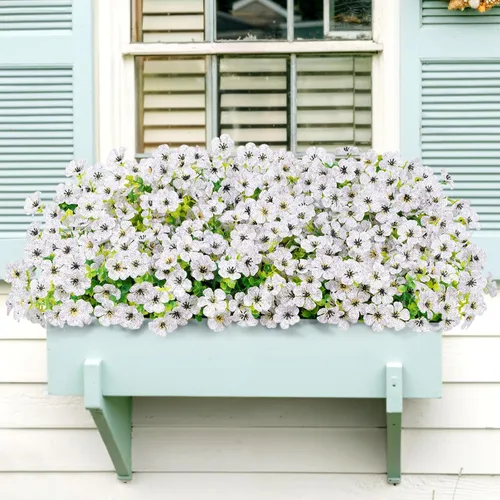 Vista 11 de Lifewit Flores artificiales para exteriores, 24 paquetes de flores falsas de plástico para decoración del jardín del hogar, plantas sintéticas