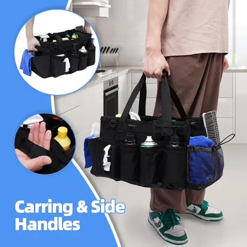 Vista 4 de Bolsas Grandes de Suministros de Limpieza para Amas de Llaves, Organizador Profesional Portátil de Suministros de Limpieza para Limpiadores de Casa