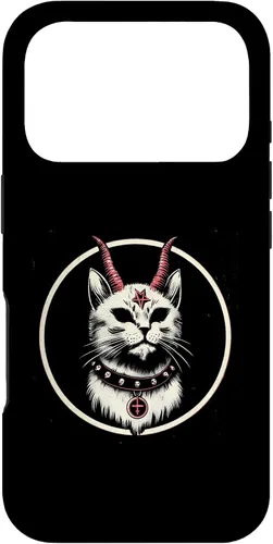 Vista 30 de Funda para iPhone 17 de Baphomet Satánico Oculto de Gato del Diablo