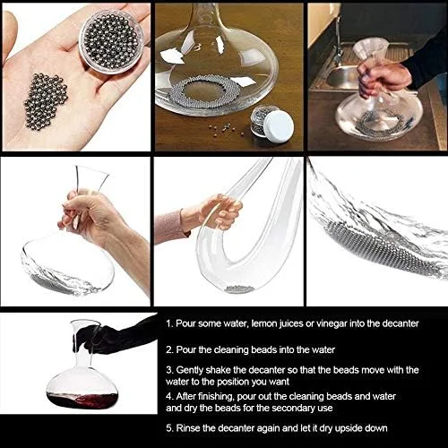 Vista 2 de Cuentas, 500 cuentas de decantador de acero inoxidable, bolas reutilizables para decantadores de vino, copas, vasos, jarrones
