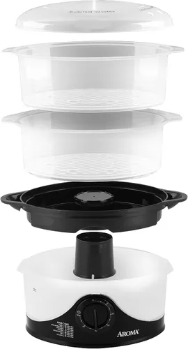 Vista 3 de Aroma Housewares - Vaporizador de alimentos de 2 niveles, apto para lavavajillas (AFS-140B), color negro, 6 litros
