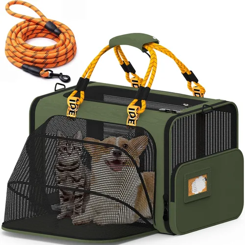 Vista 11 de PAWZIDEA Transportador de mascotas expandible aprobado por aerolíneas, transportador de perros pequeños de 18 x 11 x 11 pulgadas, transportador