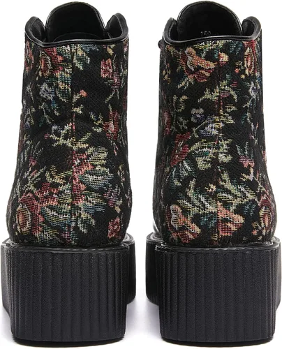 Vista 4 de RoseG Women's High Top Suede Lace Up Flat Platform Creepers Shoes Boots