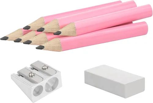 Vista 9 de Lápices triangulares cortos de 3.5 pulgadas para niños en edad preescolar, jardín de infantes, mini lápices triangulares de madera para niños