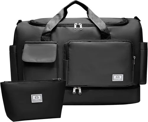 Vista 38 de Bolsa de Gimnasio Pequeña para Mujer, Bolsa de Lona de Viaje, Bolsa de Fin de Semana con Compartimento para Zapatos