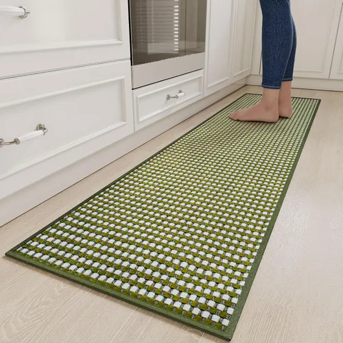 Vista 25 de YDKGL Alfombras de cocina antideslizantes y lavables, color negro, 17 x 30