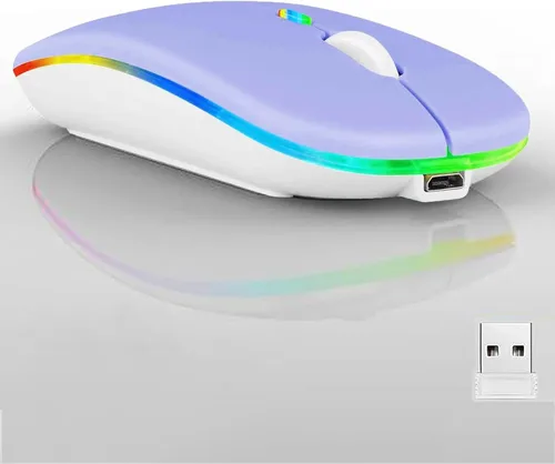 Vista 19 de Paquete de 10 ratones inalámbricos Bluetooth, LED de doble modo recargable, silencioso y delgado, portátil (receptor BT5.2+USB), mouse