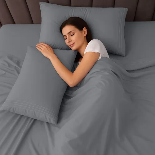 Vista 335 de LUX Décor - Juego de sábanas Twin de microfibra ultrasuave de 3 piezas con sábana encimera, sábana bajera de 16 pulgadas de profundidad y funda