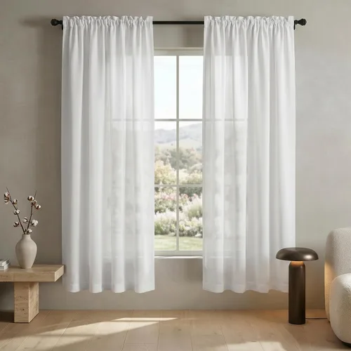 Vista 40 de Mrs.Naturall - Cortinas transparentes con bolsillo para barra de 36x63 pulgadas de lino mezclado negro