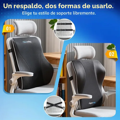 Vista 11 de Niceeday Almohada de Apoyo Lumbar para Silla de Oficina, Almohada de Apoyo para la Espalda del Automóvil, Cojín de Espuma Viscoelástica para Silla