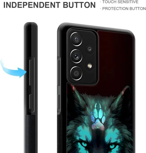 Vista 4 de CARLOCA Funda compatible con Samsung Galaxy A53 5G, diseño gráfico de identidad negro espiritual lobo, a prueba de golpes, antiarañazos