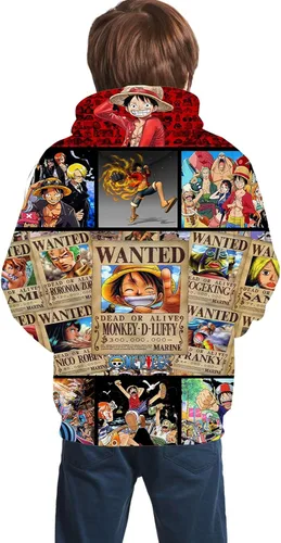 Vista 2 de Sudadera con capucha para niños y niñas con diseño de anime 3D con capucha y bolsillo canguro