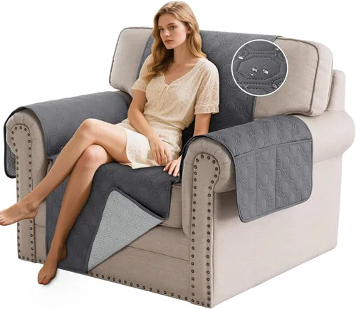 Vista 8 de PrinceDeco Funda para Silla y Sofá Impermeable Funda de Sillón Sofá Antideslizante Funda de Sofá Protector de Muebles con Correas Elásticas