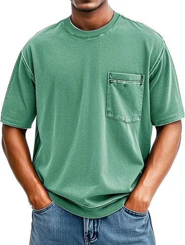 Vista 12 de Men's Summer Vintage Tops Casual Stylish Short Sleeve Crewneck T Shirts Lightweight Basic Tee Shirts with Pocket