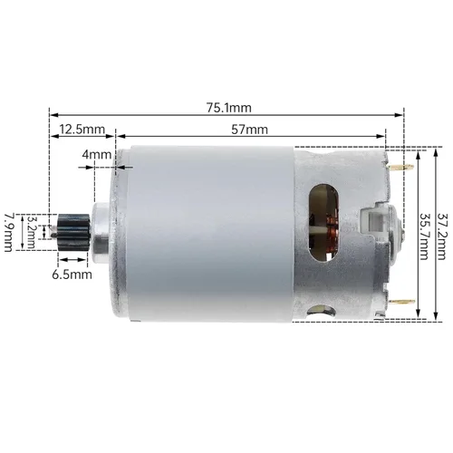 Vista 2 de RS550 9Teeth DC Motor con caja de cambios 0.311 in 14.4V 25000RPM Micro Motor Herramienta de precisión para DIY Sierra eléctrica Proyectos Hobbies