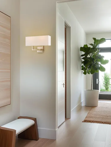 Vista 8 de Kira Home Haven - Lámpara de pared moderna de 16 pulgadas, 2 luces + pantalla rectangular de tela blanca, acabado de níquel cepillado