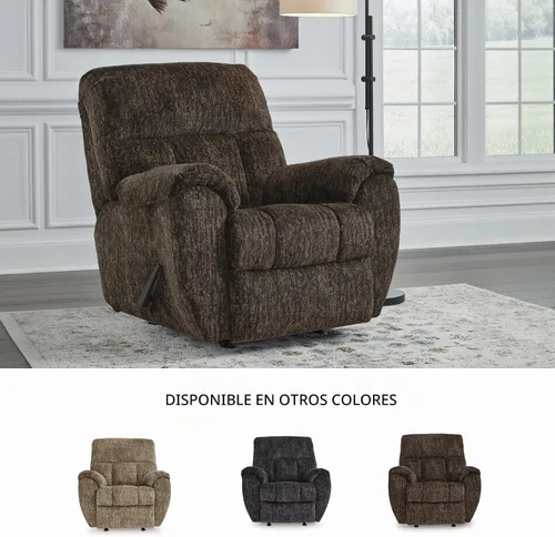 Vista 6 de Signature Design by Ashley Rampant Sillón Mecedora Reclinable Casual Manual con Brazos Acolchados, Marrón Oscuro Chocolate