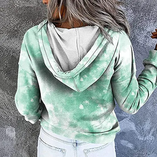 Vista 153 de Sudaderas con capucha para mujer, con cuello de botón, sin botones, con cordón, manga larga, lindas, ropa para adolescentes y niñas