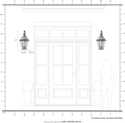 Vista 8 de Livex Lighting 2361-02 - Farol de pared para exteriores, latón pulido