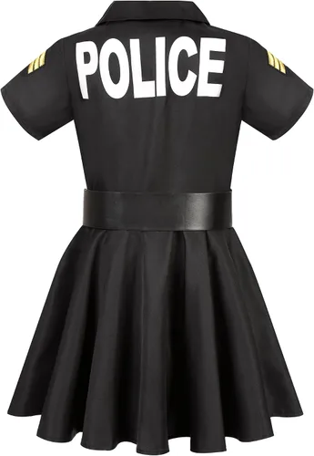 Vista 5 de Disfraz de oficial de policía para niñas y niños, disfraz de policía con accesorios de lujo
