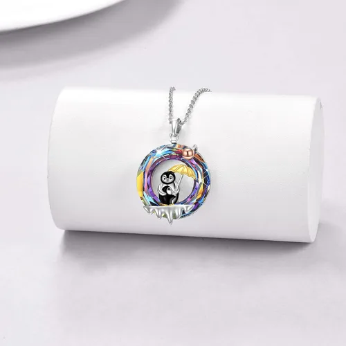 Vista 4 de YAFEINI Pandavacabúhopolillagatodelfínpingüinofénixunicornio collar de plata esterlina amante de los animales regalo para mujeres joyería