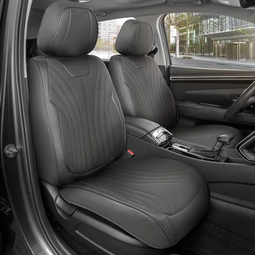 Vista 51 de MotorBox Meridian Series - Fundas de asiento de piel napa, fundas clásicas de asiento delantero, de piel sintética de alta calidad, color beige