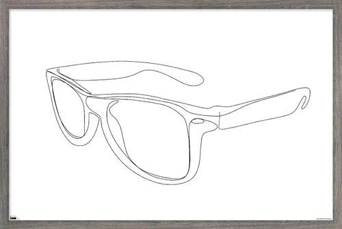 Vista 10 de Trends International LÍNEA Y CEPILLO - Póster de pared de lentes de sol de línea continua, 22.37 x 34.00 pulgadas, versión enmarcada de caoba