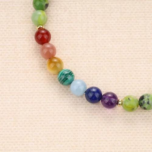 Vista 3 de COAI Pulsera de cristal de piedra de equilibrio de 7 chakras