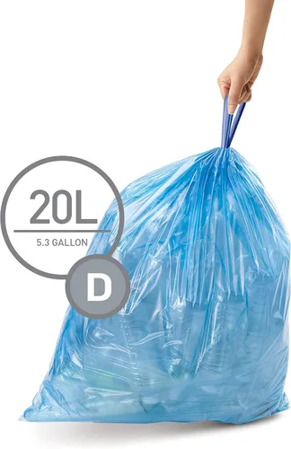 Vista 2 de simplehuman Code D 60 unidades, Bolsas de basura con cordón de ajuste personalizadas genuinas, Bolsas de basura con cordón en paquetes