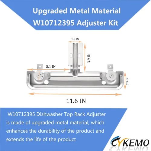 Vista 2 de Ajustador de estante superior para lavavajillas Whirlpool Kenmore Kitchenaid W10712395 Reemplazo para piezas de lavavajillas Whirlpool Kenmore