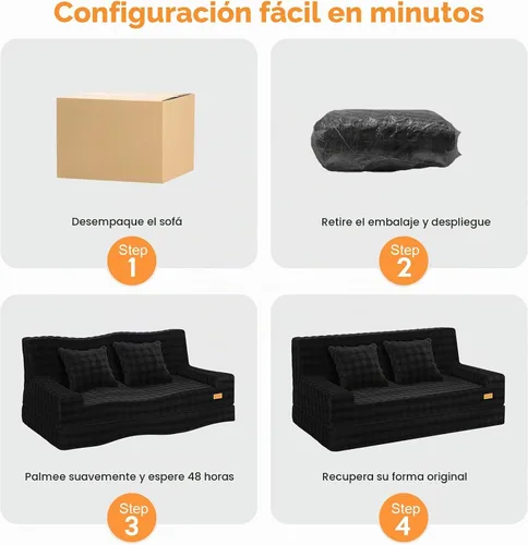 Vista 8 de MeMoreCool Sofá cama sin hueso de 59 pulgadas, sofá de pana de burbujas