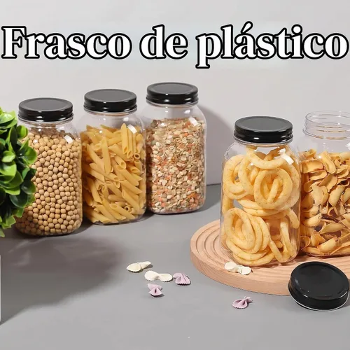 Vista 6 de novelinks Tarros de plástico de 32 onzas y tarros de plástico transparente Negro