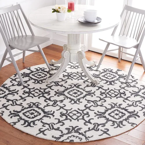 Vista 25 de SAFAVIEH Blossom Collection BLM104A - Alfombra decorativa de lana de alta calidad, hecha a mano, 2 x 3 pies, color gris/marfil