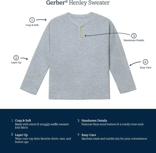 Vista 5 de Gerber Suéter Henley para bebés y niños pequeños