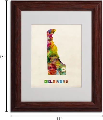 Vista 6 de Trademark Fine Art Mapa Delaware - Arte enmarcado enmarcada de Michael Tompsett en marco de madera, 11 x 14 pulgadas