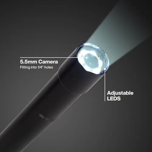 Vista 4 de Klein Tools ET21 Boroscopio WiFi con luz, cámara de inspección para iPhone y Android, cámara impermeable, IP67 clasificada, iluminación LED ajustable