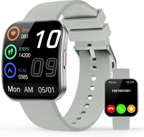 Vista 9 de Reloj inteligente para hombres y mujeres, llamadas Bluetooth, esfera AI, preguntas y respuestas AI, 1.85 pulgadas HD AMOLED reloj de fitness