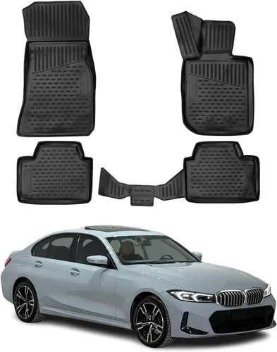 Vista 14 de OMAC Alfombrillas para BMW Serie 3, E46, E90, E91, E92, alfombrillas de coche para todo tipo de clima, 3D, ajuste personalizado, alfombrilla de goma
