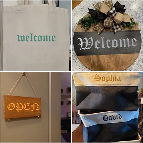 Vista 3 de Plantillas de letras del alfabeto de 1 pulgada para pintar, paquete de 70 plantillas de letras y números en inglés antiguo con letreros para pintar