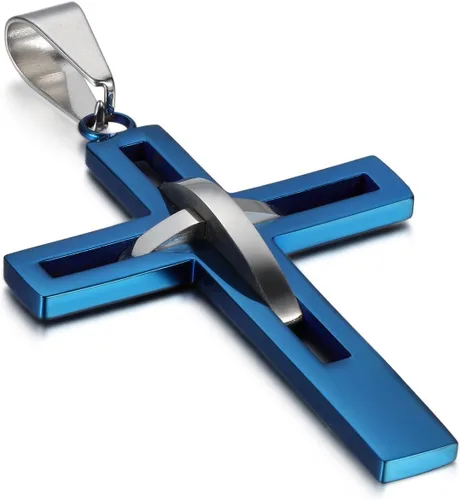 Vista 31 de OIDEA Cross Pendant Necklace for Men Women: High Polish Hollow Openwork Stainless Steel Cross Chain Mens Jewelry Gifts