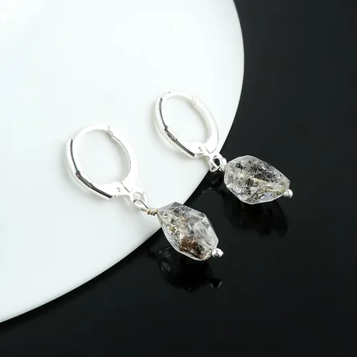 Vista 35 de Aretes de aro de cristal afganita natural Piedras afganas de alto grado Aretes chapados en plata Gota lisa Joyas de piedras preciosas hechas