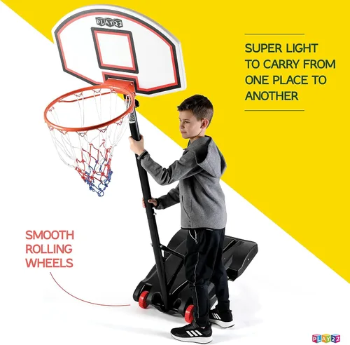 Vista 6 de Play22 Aro de baloncesto ajustable para niños, altura de 5 a 7 pies, aro de baloncesto portátil para niños, adolescentes, jóvenes y adultos