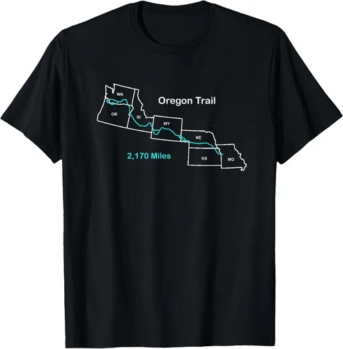 Vista 56 de Route Map of The Oregon National Historic Trail T-Shirt Asphalt Grey
