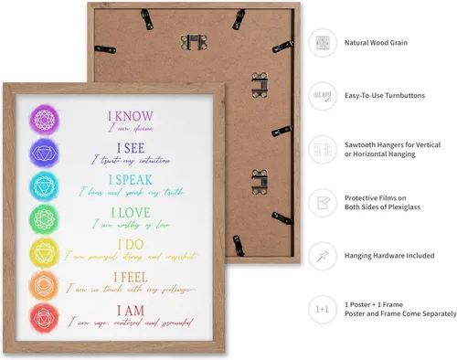 Vista 2 de Poster Master Póster de ilustración – 7 afirmaciones de chakras, yoga, meditación, curación, acuarela, regalo para artista, amigo, impresión