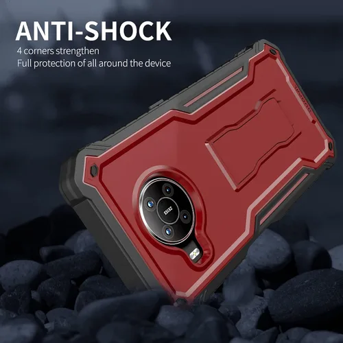 Vista 6 de Funda para Nokia X100, protección de grado militar a prueba de golpes, con protector de pantalla HD de vidrio templado y soporte compatible