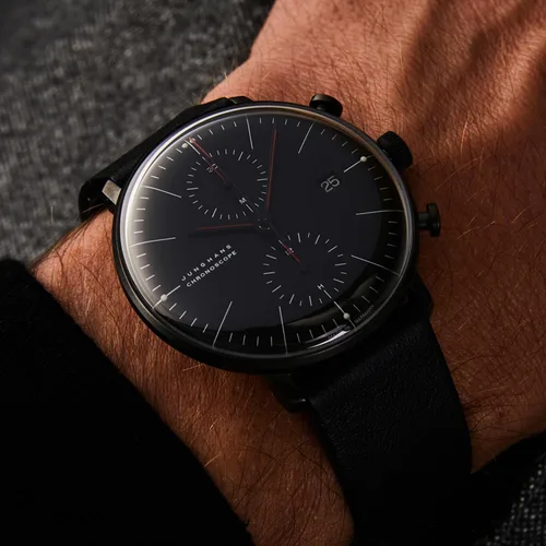 Vista 2 de JUNGHANS Max Bill Chronoscope Bauhaus Watch negro / negro