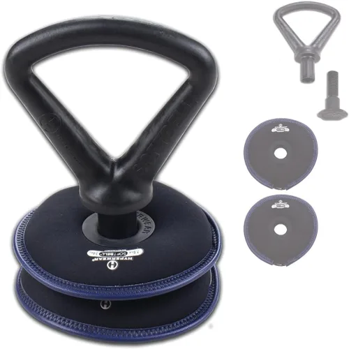 Vista 11 de Hyperwear SoftBell - Juego de pesas rusas ajustables, discos de peso suaves recubiertos de vinilo con base de goma, equipo versátil de gimnasio