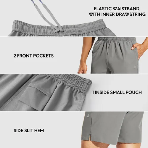 Vista 4 de Haimont Pantalones cortos deportivos para hombre de 5 pulgadas para gimnasio, deportes, entrenamiento activo con bolsillos, secado rápido