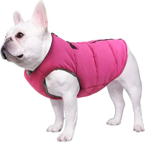 Vista 8 de Ropa de bulldog para perro, abrigo acolchado de algodón, chaleco grueso para invierno, chaleco cálido para clima frío, ropa para bulldog francés