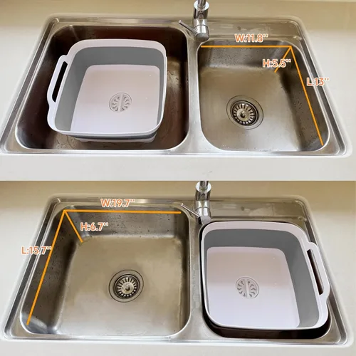 Vista 5 de GIMWA Lavabo plegable para biberones, contenedor portátil de 2.4 galones para fregadero de campamento de caravana, tina de cocina que ahorra espacio